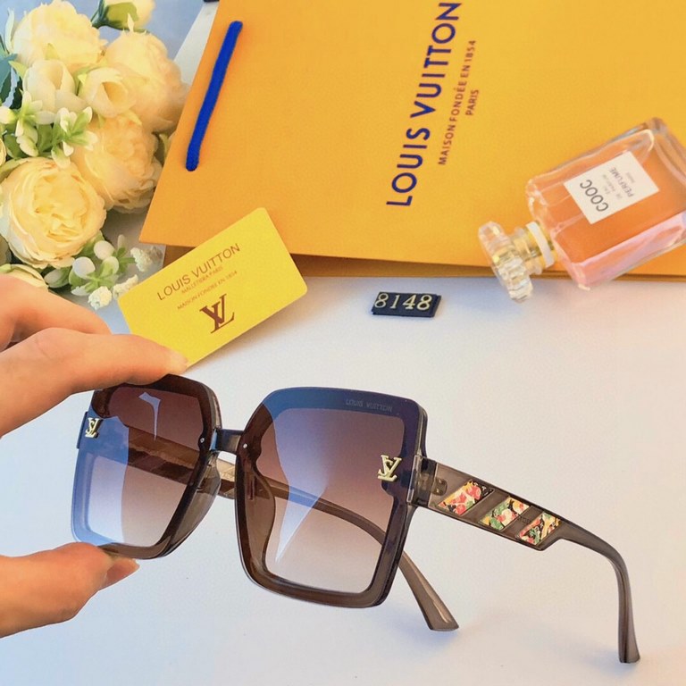 LV2024 new Korean version of the tide of large face thin sunglasses women's advanced sense of UV sunscreen large frame sunglasses