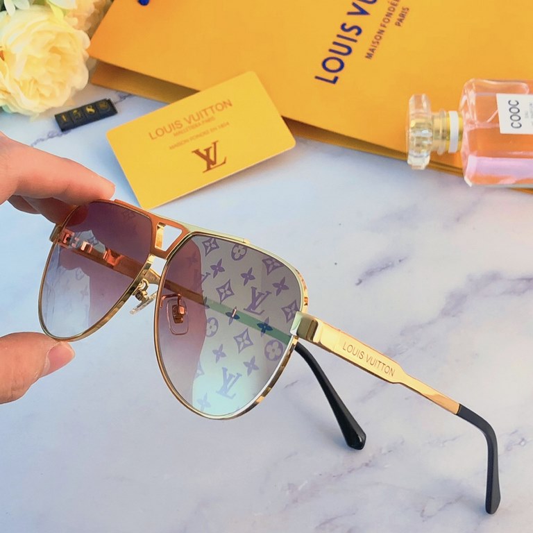 LV donkey home fashion sunglasses tide men's personalized metal sunglasses female round face retro aviator frame glasses Z1588E