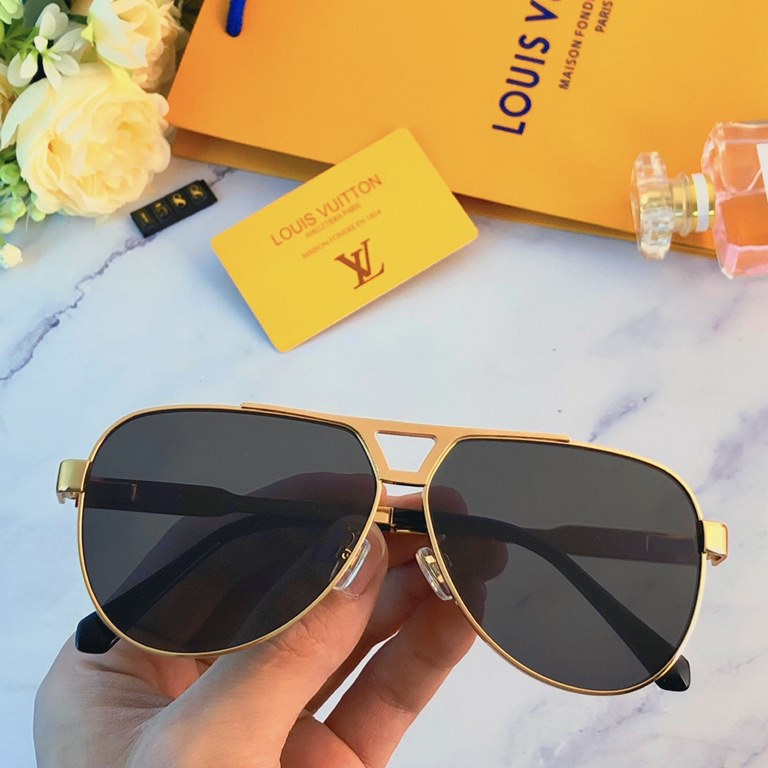 LV donkey home fashion sunglasses tide men's personalized metal sunglasses female round face retro aviator frame glasses Z1588E