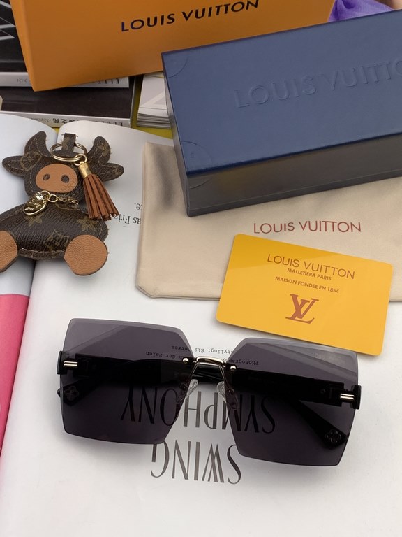 LV 2023 new women's square frame sunglasses driving sunglasses New rimless sunglasses Fashionable and generous Comfortable and light Exquisite luxury Ultra-light Model L220