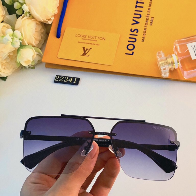 LV2023 new sunglasses fashion week Milan catwalk MD with glasses personalized double beam sunglasses