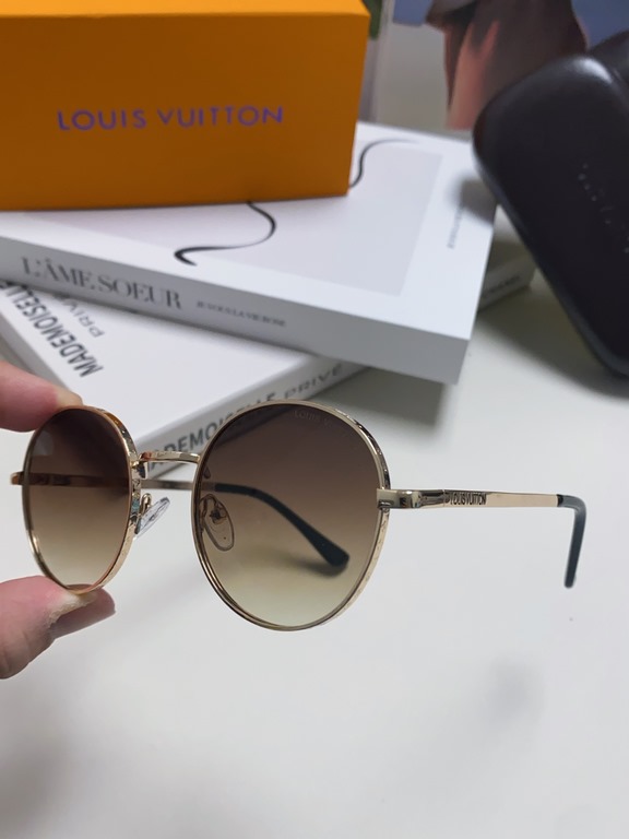 Lv Louis Vuitton 2024 star the same models sunglasses female male metal fashion flat small frame curved sunglasses unisex