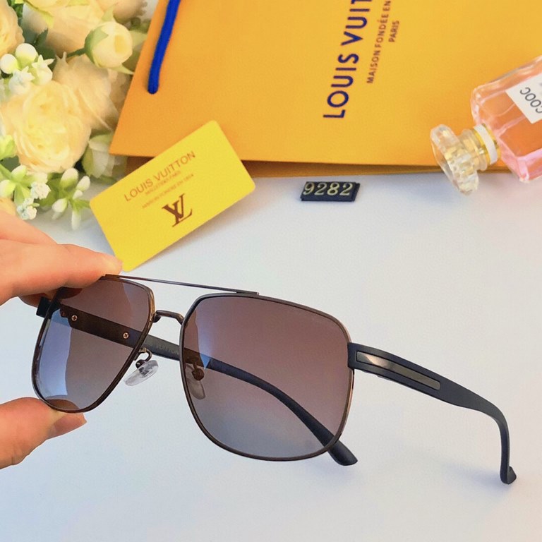 LV2024 new double beam metal advanced sense of men's sunglasses fashion trend driving driving UV protection sunglasses