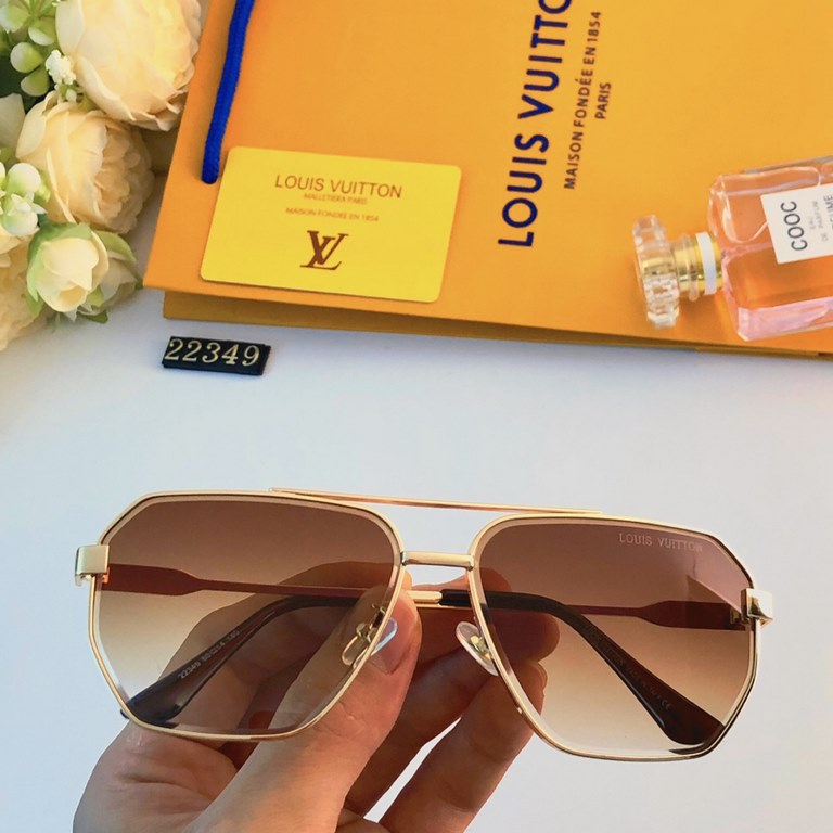 Lv Europe and the United States personalized double beam retro large face sunglasses driving driving sunglasses polygonal male sunglasses ins wind