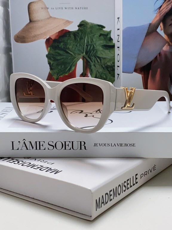 LV Louis Vuitton Retro cat eye butterfly sunglasses women large frame spicy girl round face show face small advanced sense of ultraviolet protection sunglasses tide ladies glasses