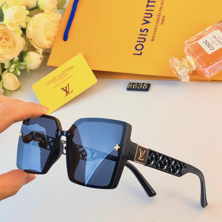 LV2024 new sunglasses female advanced sense of large frame show face small sunglasses black sunglasses tide sunscreen UV protection