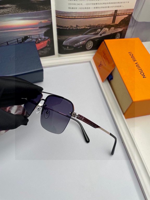 . New   Brand Louis Vuitton LV Original single quality men and women with the same polarized sunglasses   Material high-definition Polaroid polarized lenses, imported alloy printed logo mirror legs. Small frame exquisite