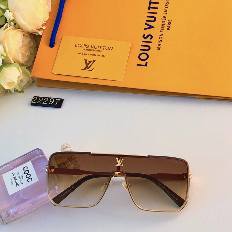 LV super cool square round sunglasses men's trend connected sunglasses rimless glasses fashionable match sunglasses