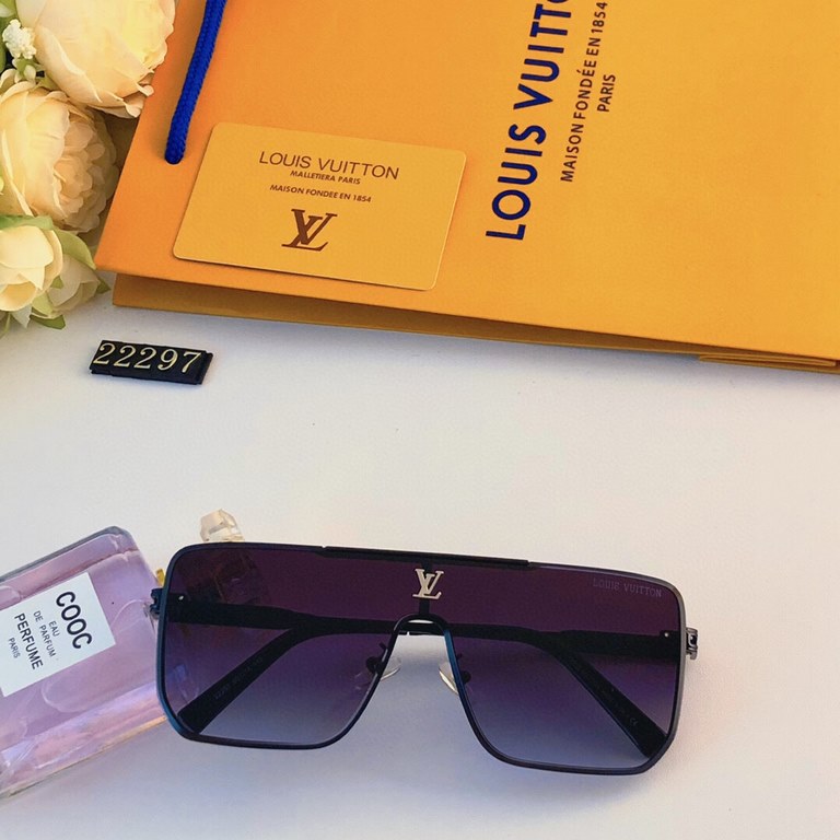 LV super cool square round sunglasses men's trend connected sunglasses rimless glasses fashionable match sunglasses