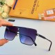 LV super cool square round sunglasses men's trend connected sunglasses rimless glasses fashionable match sunglasses