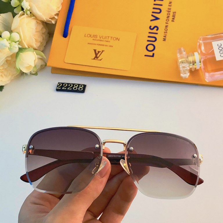 LV new half-rim personalized sunglasses men handsome Korean sunglasses ins style summer fashion glasses