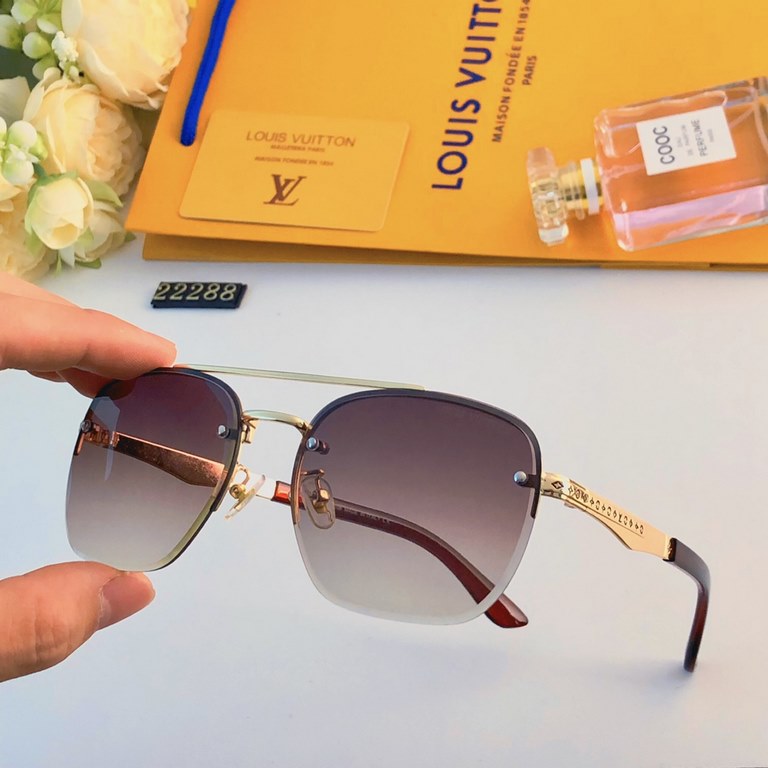 LV new half-rim personalized sunglasses men handsome Korean sunglasses ins style summer fashion glasses