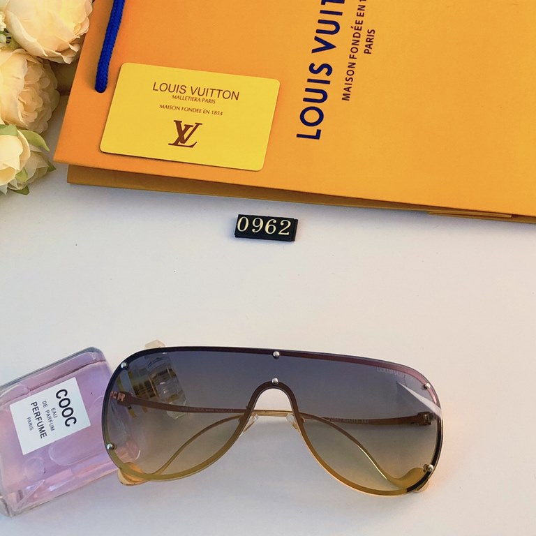 LV oversized frame sunglasses Europe and the United States connected sunglasses one-piece sunglasses wind mirror fashion trend sunglasses wide-angle vision glasses