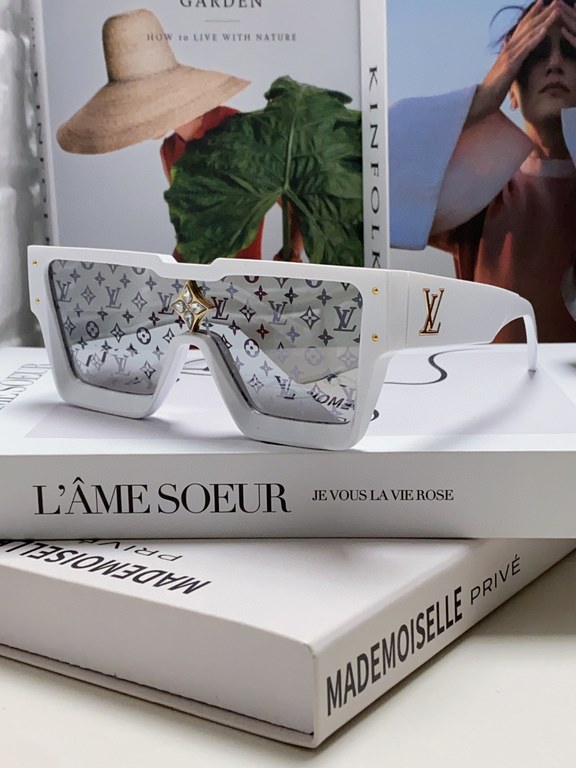 LV Louis Vuitton European and American large frame one-piece sunglasses Wang Hedi the same street beat tide cool glasses fashion inlaid diamond square men and women sunglasses