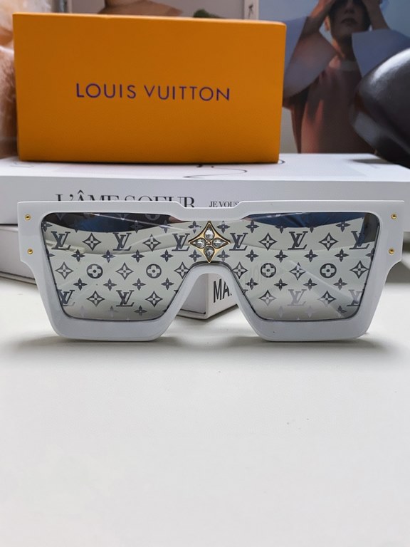 LV Louis Vuitton European and American large frame one-piece sunglasses Wang Hedi the same street beat tide cool glasses fashion inlaid diamond square men and women sunglasses