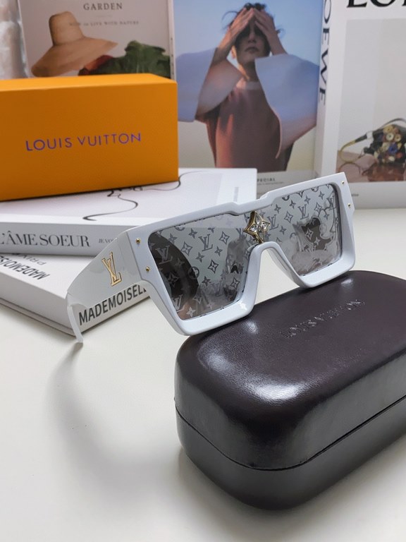 LV Louis Vuitton European and American large frame one-piece sunglasses Wang Hedi the same street beat tide cool glasses fashion inlaid diamond square men and women sunglasses