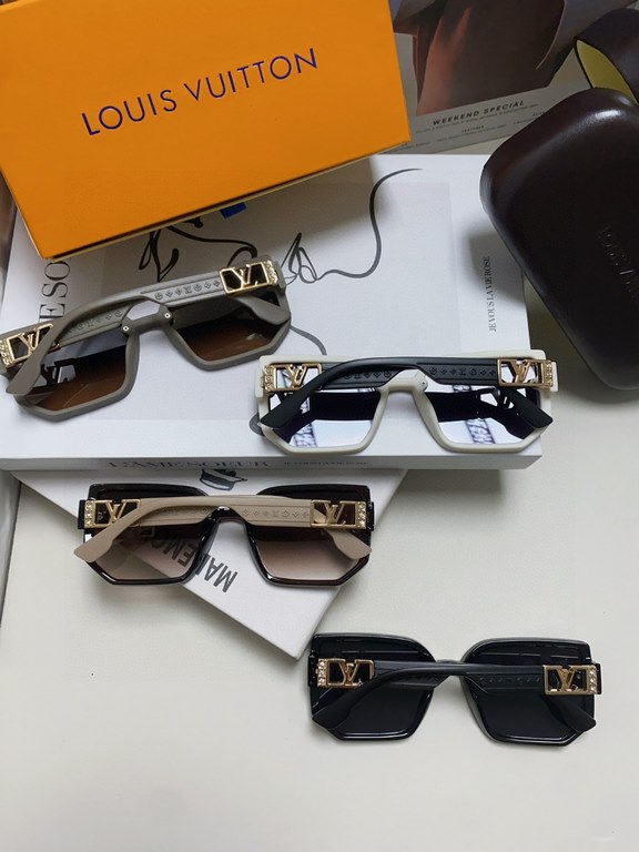 Lv Louis Vuitton 2024 latest version of the advanced sense of temperament large frame square celebrity sunglasses women's new large round face sunshade sunglasses for men and women