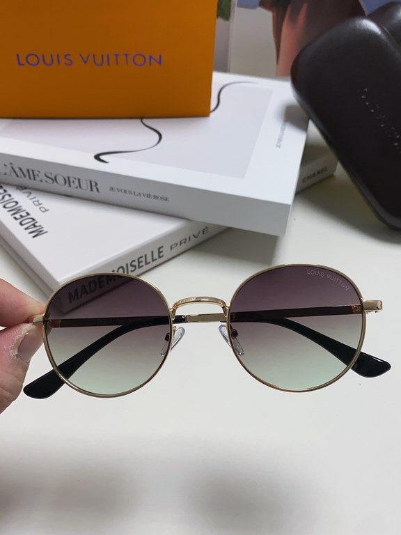 Lv Louis Vuitton 2024 star the same models sunglasses female male metal fashion flat small frame curved sunglasses unisex