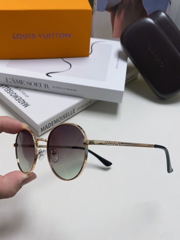 Lv Louis Vuitton 2024 star the same models sunglasses female male metal fashion flat small frame curved sunglasses unisex