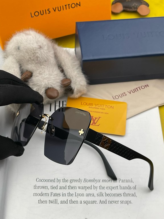 LV 2024 new women's square frame sunglasses driving sunglasses New rimless sunglasses Fashionable and generous Comfortable and light Exquisite luxury Ultra-light Model L9581