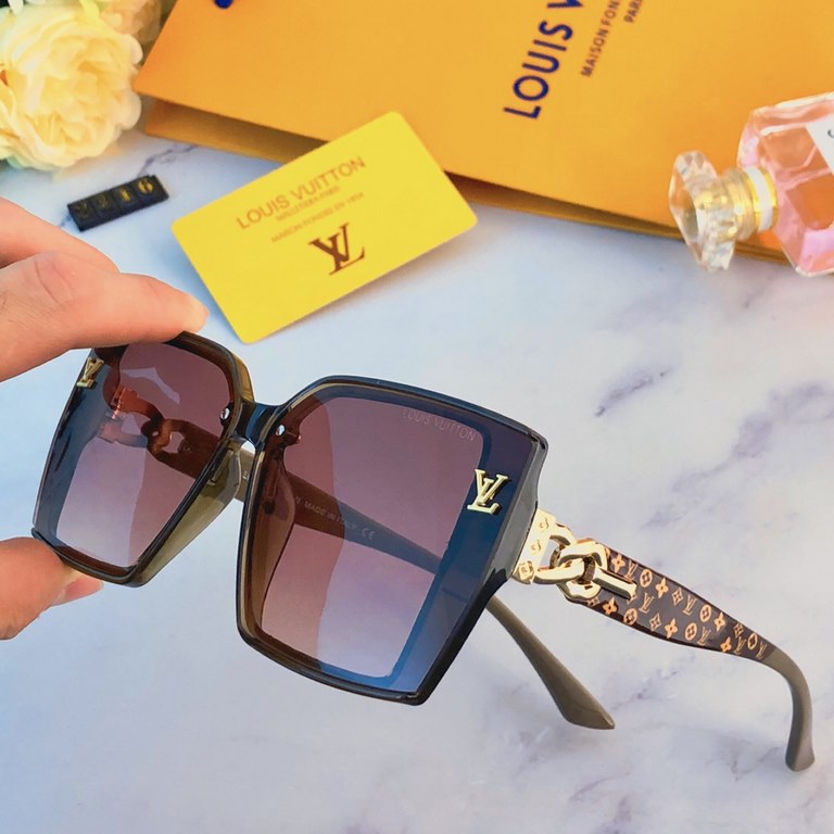 LV sunglasses female thin retro Korean fashion personality square anti-ultraviolet large face trend spicy girl sunglasses