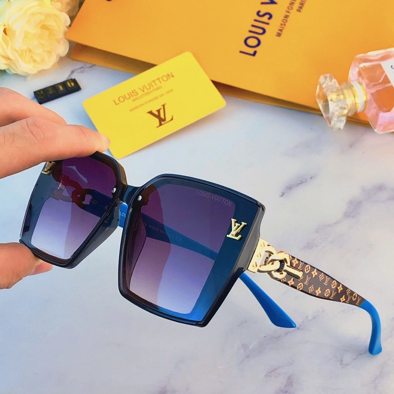 LV sunglasses female thin retro Korean fashion personality square anti-ultraviolet large face trend spicy girl sunglasses