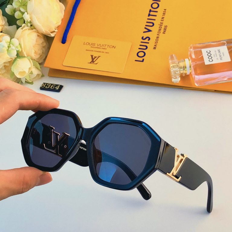 LV2023 new retro large frame thin sunglasses female tide polygonal square round face UV protection sunglasses female