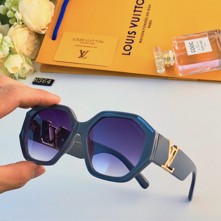 LV2023 new retro large frame thin sunglasses female tide polygonal square round face UV protection sunglasses female