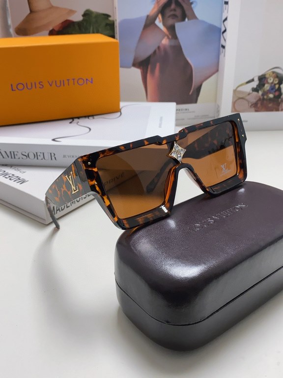 LV Louis Vuitton European and American large frame one-piece sunglasses Wang Hedi the same street beat tide cool glasses fashion inlaid diamond square men and women sunglasses