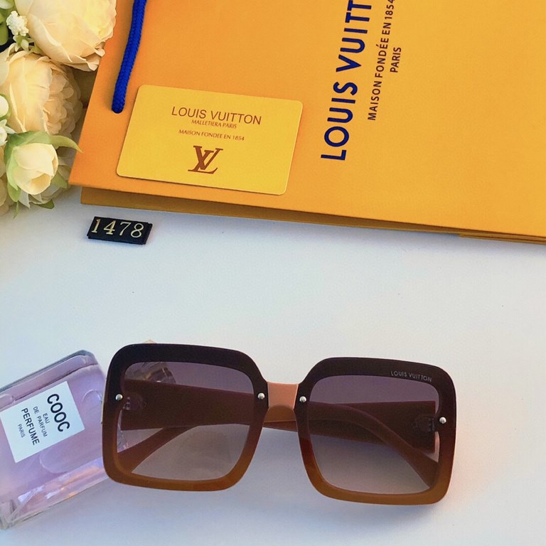 LV Europe and the United States large box square senior sense of thin sunglasses female anti-UV round face fashionable square box show face small glasses tide