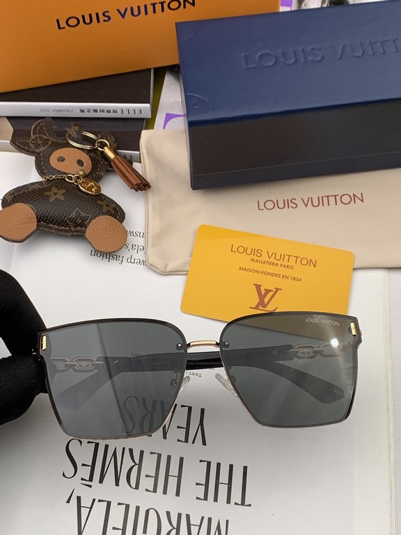 LV 2023 new women's square frame sunglasses driving sunglasses New rimless sunglasses Fashionable and generous Comfortable and lightweight Exquisite luxury Ultra-light Model L8362