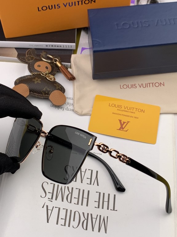 LV 2023 new women's square frame sunglasses driving sunglasses New rimless sunglasses Fashionable and generous Comfortable and lightweight Exquisite luxury Ultra-light Model L8362