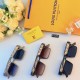 LV new sunglasses female premium sense ins personality Korean retro black square thin UV sunglasses men