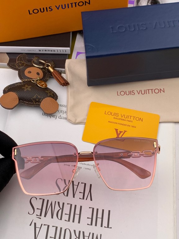 LV 2023 new women's square frame sunglasses driving sunglasses New rimless sunglasses Fashionable and generous Comfortable and lightweight Exquisite luxury Ultra-light Model L8362