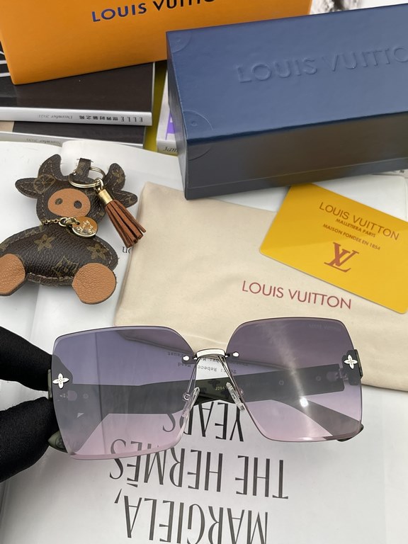 LV 2023 new women's square frame sunglasses driving sunglasses New rimless sunglasses Fashionable and generous Comfortable and light Exquisite luxury Ultra-light Model L1294