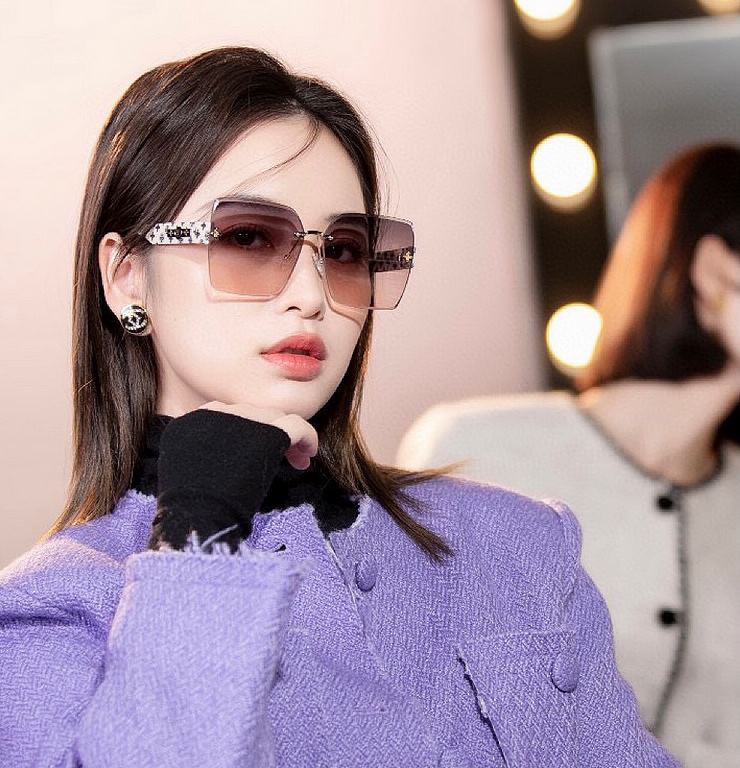 LV 2023 new women's square frame sunglasses driving sunglasses New rimless sunglasses Fashionable and generous Comfortable and light Exquisite luxury Ultra-light Model L1294