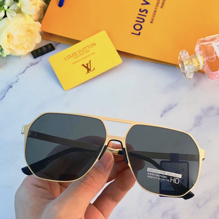 LV star with the same Korean version of the fashion sunglasses female large face thin double beam metal personality sunglasses driving driver sunglasses