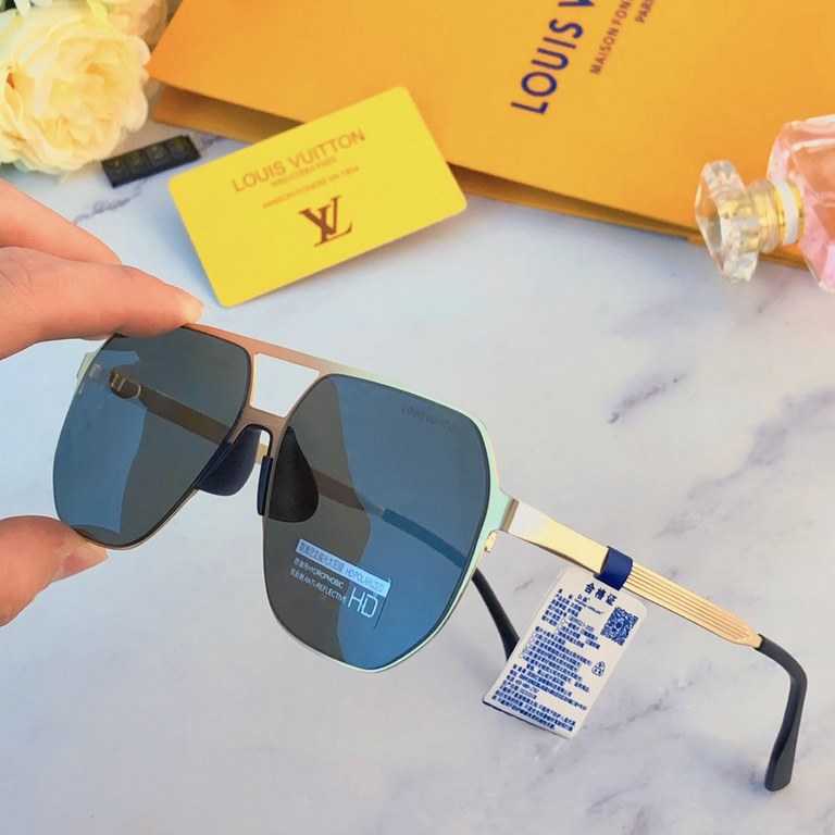 LV star with the same Korean version of the fashion sunglasses female large face thin double beam metal personality sunglasses driving driver sunglasses