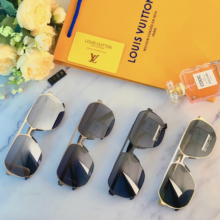 LV star with the same Korean version of the fashion sunglasses female large face thin double beam metal personality sunglasses driving driver sunglasses