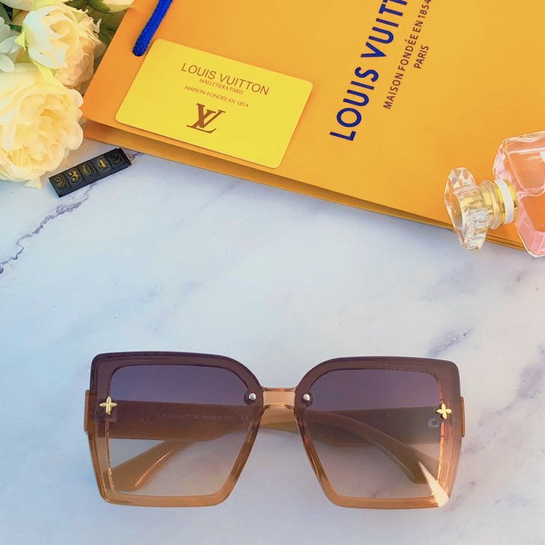 LV2023 new show face small Europe and the United States fashion sunglasses anti-ultraviolet personalized large frame trend sunglasses street beat cool men and women