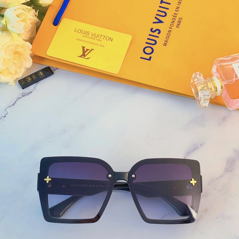 LV2023 new show face small Europe and the United States fashion sunglasses anti-ultraviolet personalized large frame trend sunglasses street beat cool men and women