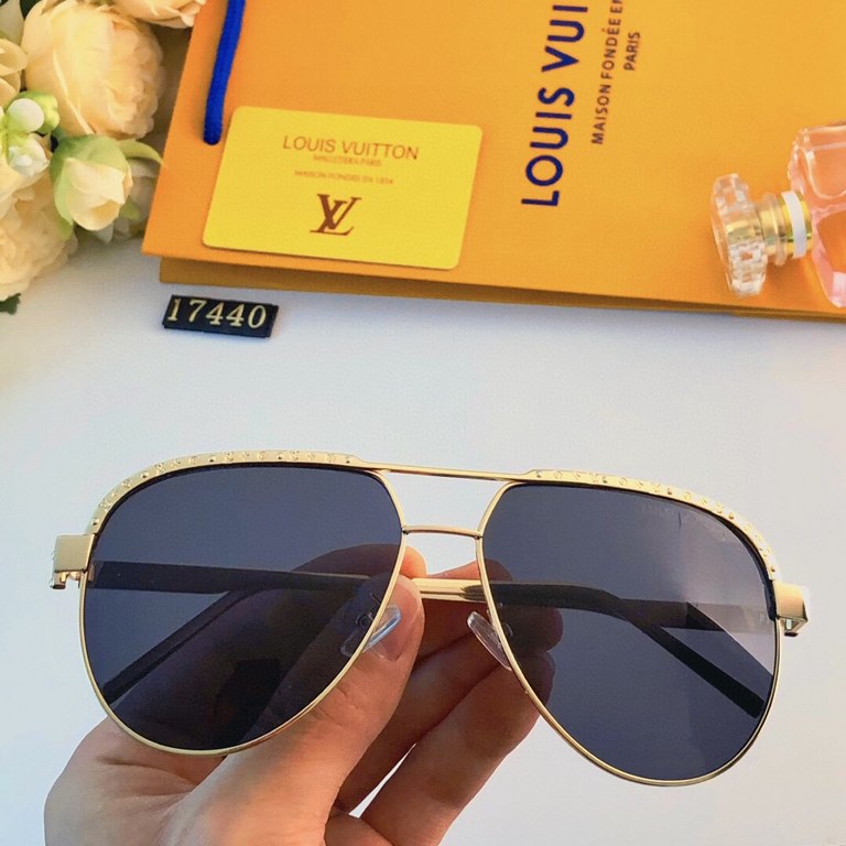 LV 2023 new aviator sunglasses in Europe and the United States personality exquisite retro toadstool with double beam sunglasses men