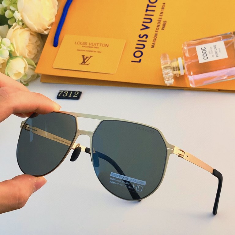 LV business fashion sunglasses double beam driving special driving UV polarized glasses sunglasses men's elastic legs