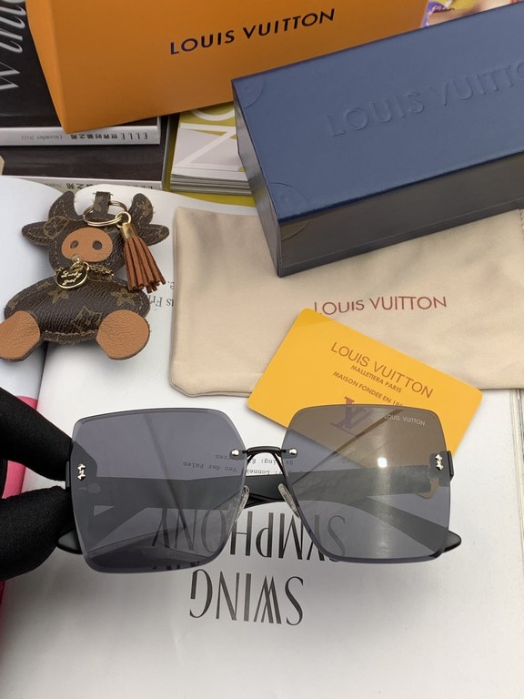 LV 2023 new women's square frame sunglasses driving sunglasses New rimless sunglasses Fashionable and generous Comfortable and light Exquisite luxury Ultra-light Model L6226