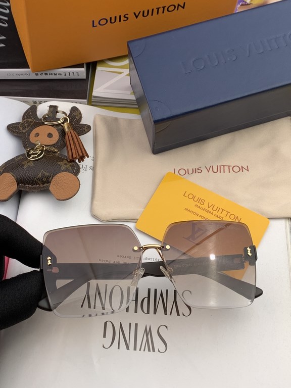 LV 2023 new women's square frame sunglasses driving sunglasses New rimless sunglasses Fashionable and generous Comfortable and light Exquisite luxury Ultra-light Model L6226