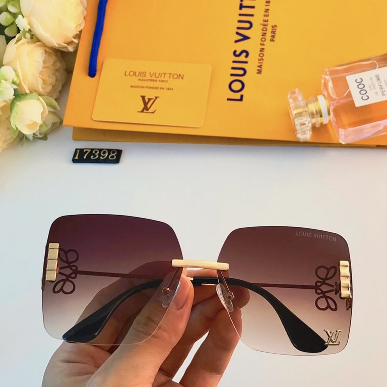 LV new square rimless glasses female large face thin street shooting Korean trend sunglasses INS tide sunglasses