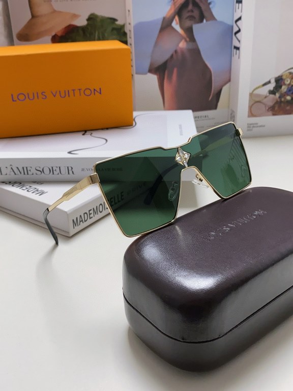 LV Louis Vuitton This year's latest fashion runway models Model Z1700U three-dimensional metal square paragraph one-piece design logo elegantly embellished pile head and lens embellished with diamonds  , can be painted f