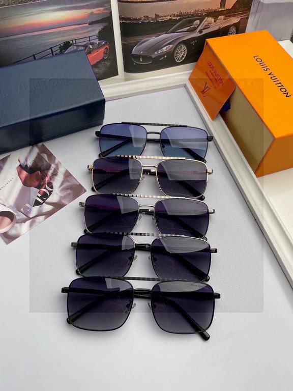 . New   Brand Louis Vuitton LV Original single quality men and women with the same polarized sunglasses   Material high-definition Polaroid polarized lenses, imported alloy printed logo mirror legs. Small frame exquisite