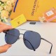 LV new men's polarized sunglasses fashion double beam large frame sunglasses UV protection driving glasses aviator toadstools