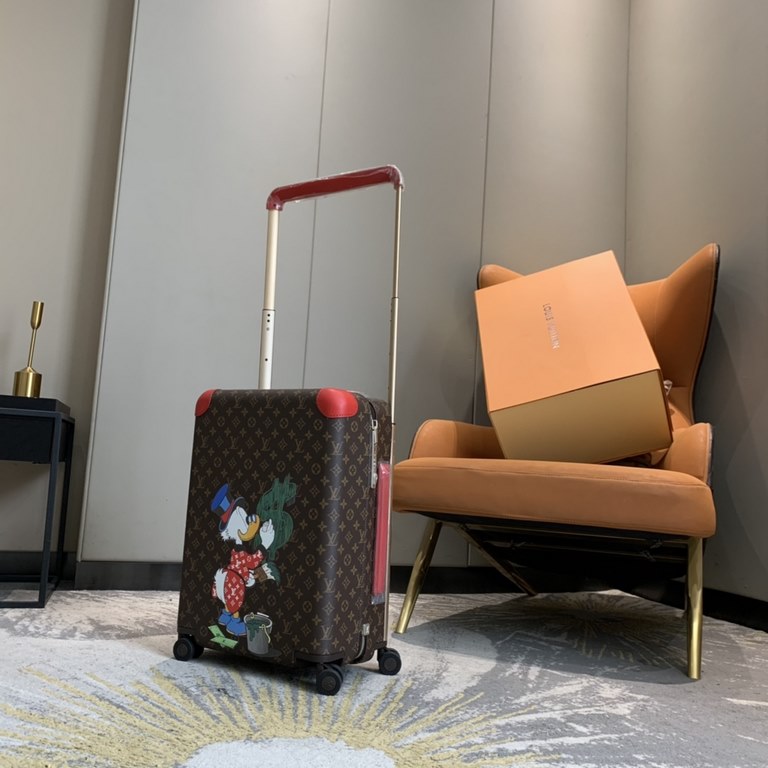 The Disney SEASON 2 $ Collection Horizon 55 Quad Trolley Case features Disney's vibrant color palette, embellished with appliqués and prints on Monogram embossed leather, and iconic NBA elements for a personalized look o